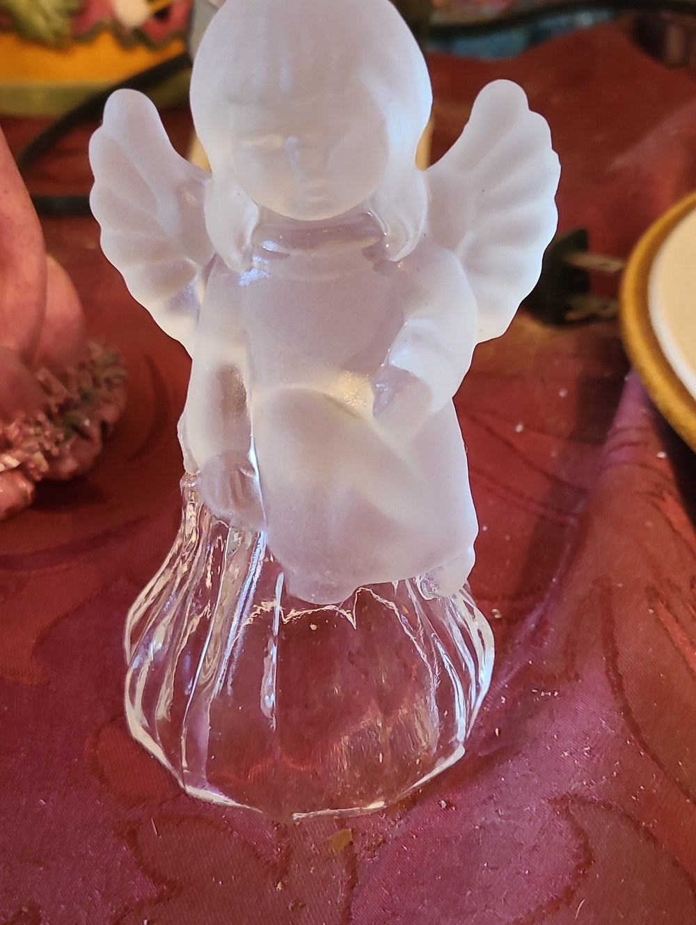 Frosted White Glass Angel Figurine - Home Art